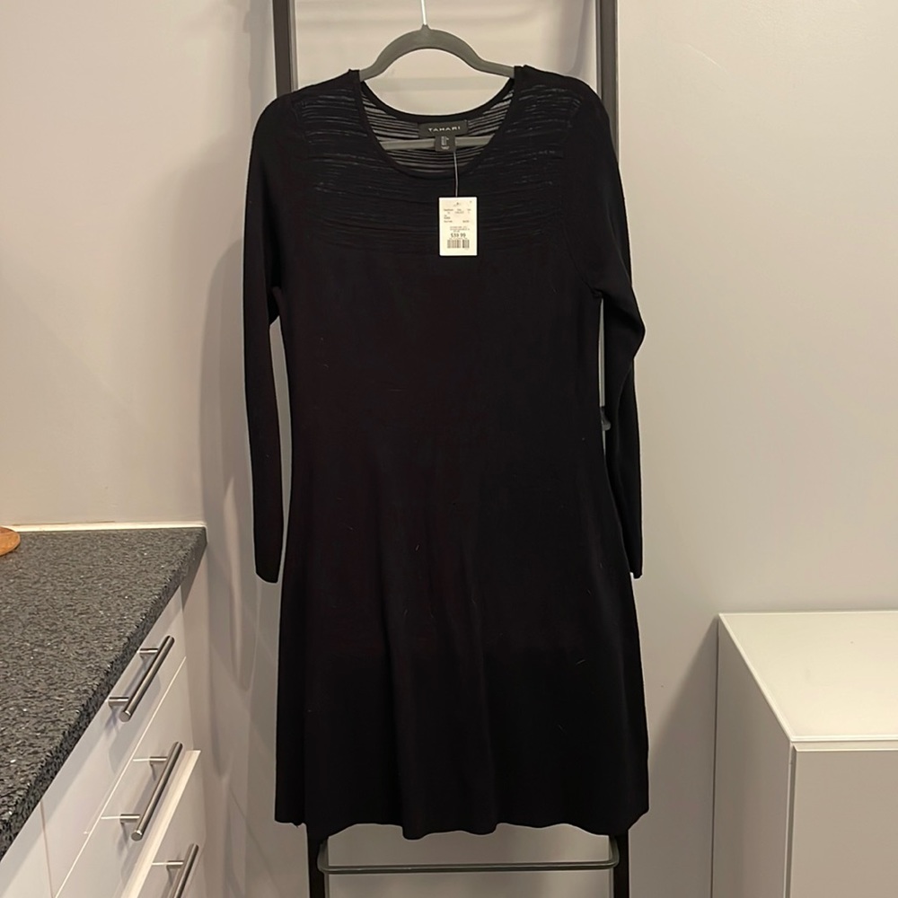 Black, Large, Tahari mid length dress, new with tag